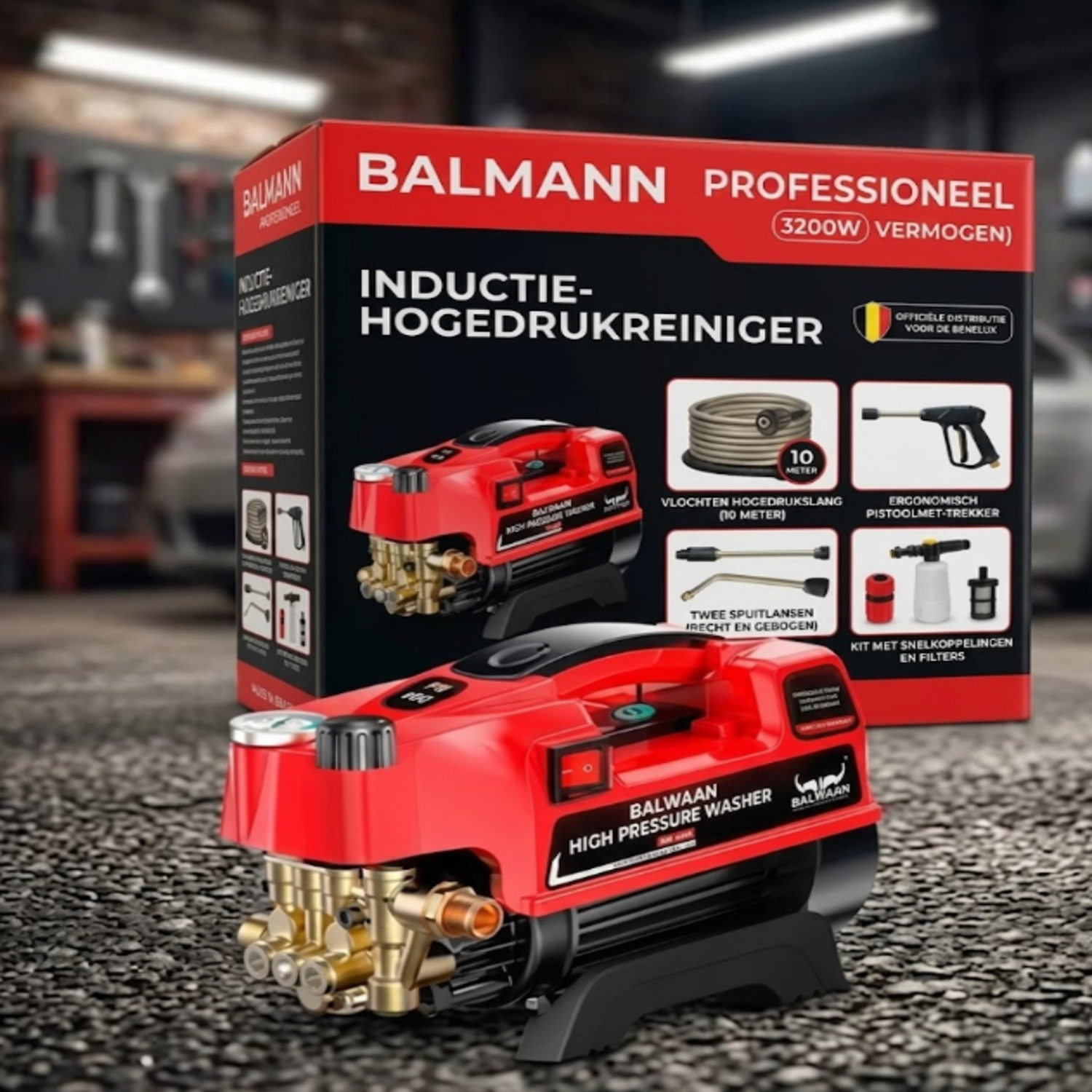 Balmann Hogedrukreiniger + Koppelingenset en Professionele Reinigingsset