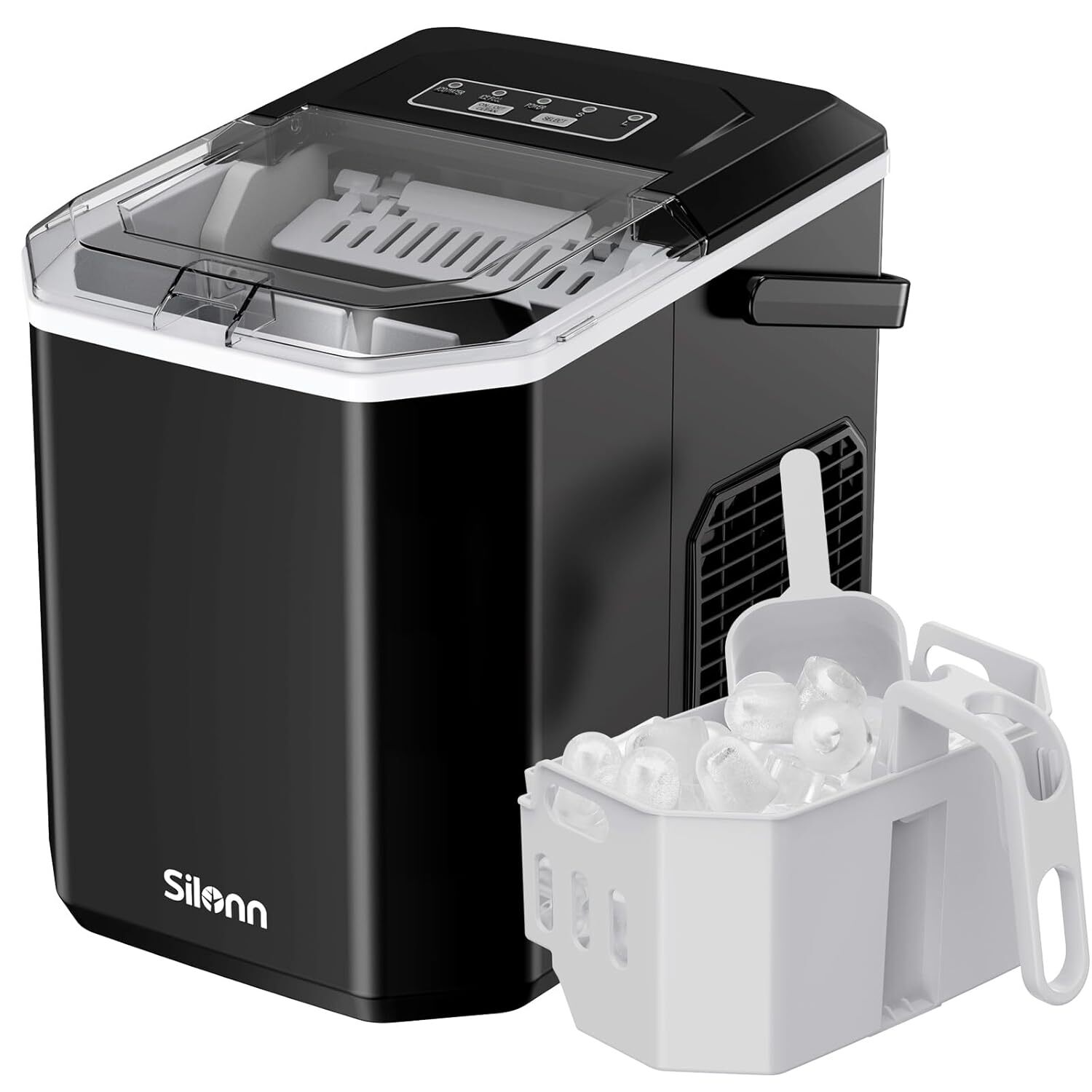Silonn Ice Cube Machine with Handle - Portable & Self-Cleaning