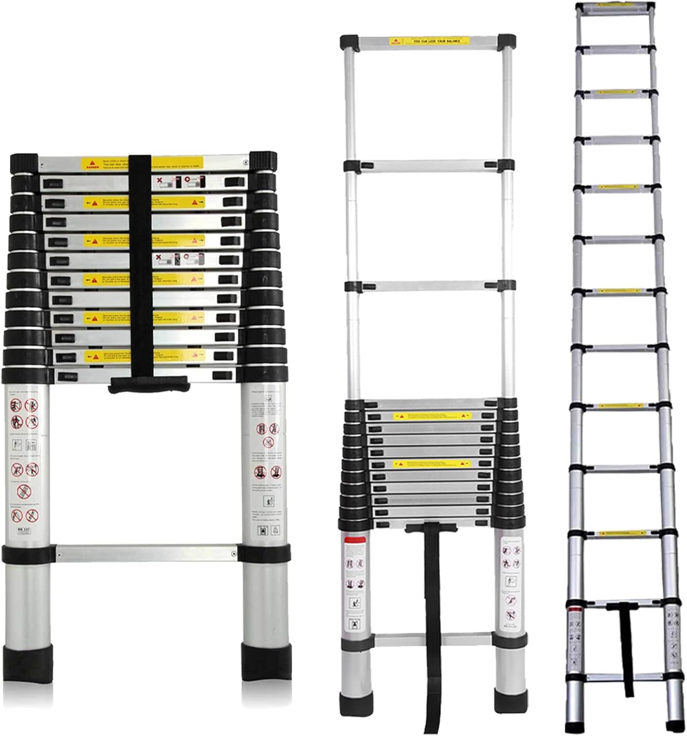 Telescopic Ladder 3.8m Aluminum Telescopic Extension Ladder Lightweight Extendable Ladder Portable Collapsible Straight Ladder EN131 Standard for Household Daily RV Work